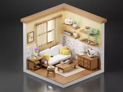 Cozy living room 3D model purchase