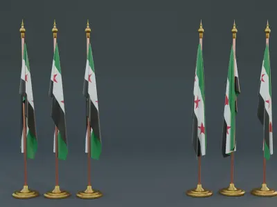 Liberated Syria Flag Free low-poly 3D model