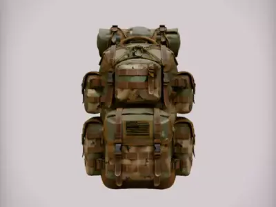 Military Tactical Backpack Camo Survival Rucksack 3D Model Low-poly 3D model