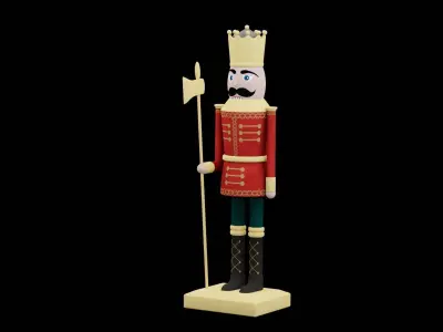 Red Christmas Nutcracker Low-poly 3D model