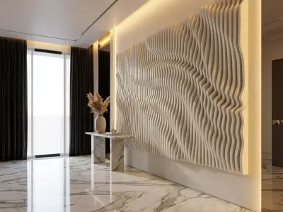 Parametric Wavy Wooden Wall Decor 16 - wood cutting machines 3D model