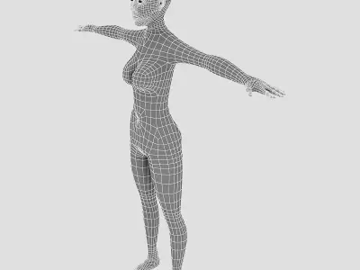 low poly female 3D model body Low-poly 3D model