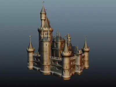 Fantasy stone medieval castle High-Poly 3D model