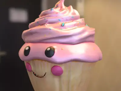 Kawaii Cupcake Character Low-poly 3D model