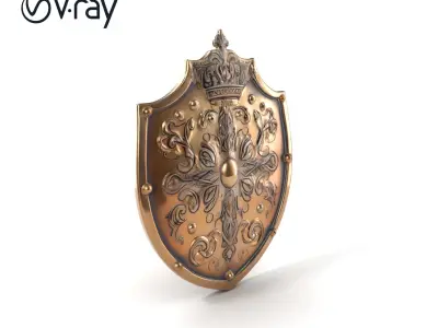 Ornate Metal Shield Ancient Crest model pack Low-poly 3D model