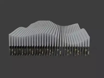 Modern wave panel wall Concrete structure Artistic Decoration 3D model