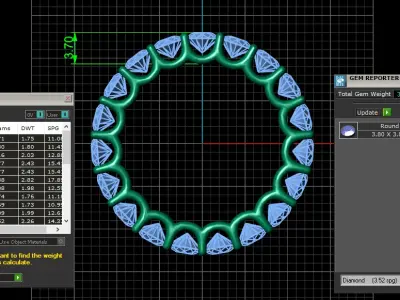 U Shaped Eternity Ring 3 point 6 mm stone size swiss 18 and EU58 3D print model