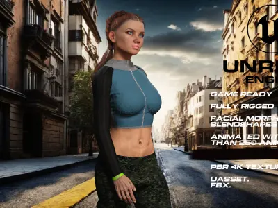 Fitness girl full rigged - game ready - animated Low-poly 3D model