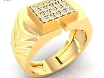 Modern MENS Gold Ring 3D print model