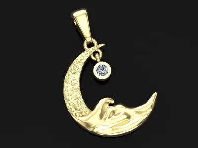 Moon pendant 3D model 3D print model