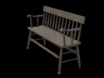 Furniture Bench V-02 Low-poly 3D model
