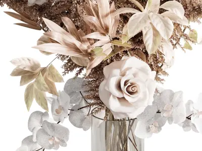 flowers plant in a bouquet glass vase 67 3D model