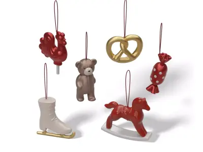Christmas Hanging Ornament Set 01 3D Model Collection