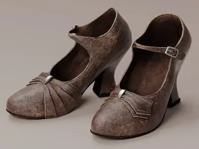 Leather Women Shoes PBR Low-poly 3D model