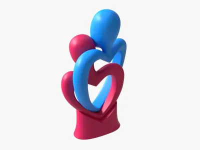Abstract Ceramic Lovers Figurine Hugging 3D model