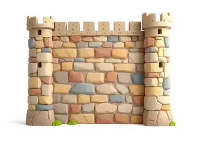 Cartoon Fortress Wall model pack Low-poly 3D model