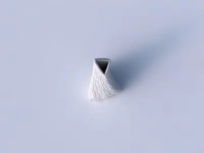 Vase twist grounded tilted triangle with organic cells 3D print model
