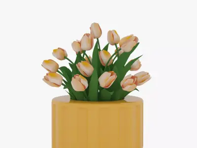 Orange tulips bouquet 3D model