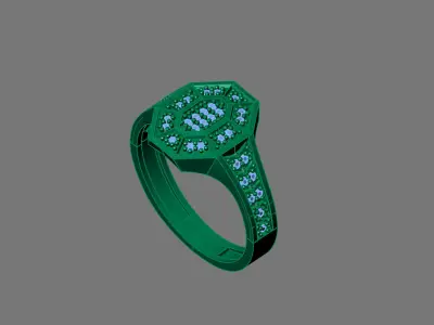 Gents Rings Diamond Men Ring STL 3DM 3D ready print model 3D print model
