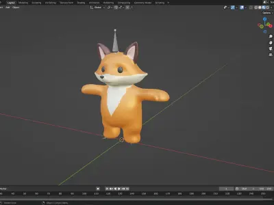 Little animal baby - Fox cute - Animated  Low-poly 3D model