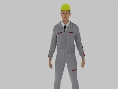 Engineer construction worker wearing hard hat Low-poly 3D model