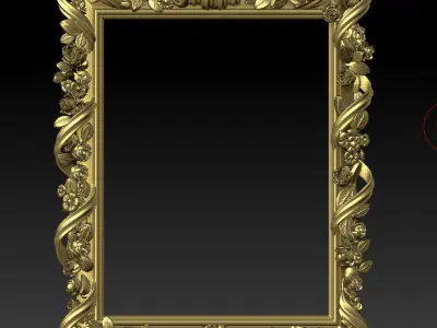 Classic frame of luxurious gold interior inlaid with gold  3D model