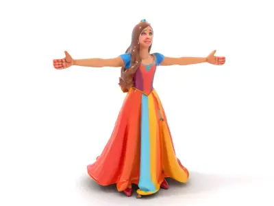 Princess Character Model Pack with Rainbow Gown Low-poly 3D model