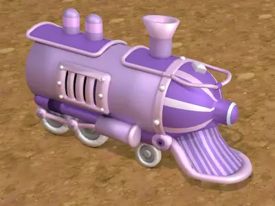 Toon -Trains pack and 4 carriers Low-poly 3D model