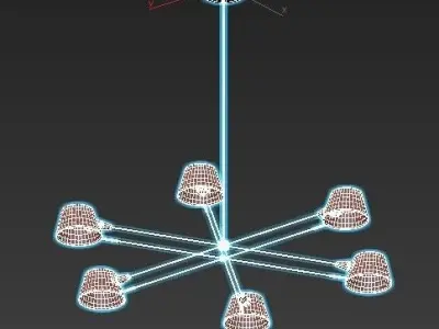 spread modern chandelier with six lights 3D model