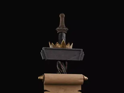 Royal Sword and Scroll PropHighPoly MedievalFantasyAsset3Dmodel 3D model