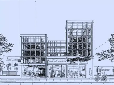 BRICK COFFEE STORE ARCHITECTURE AND INTERIOR DESIGN 3D model