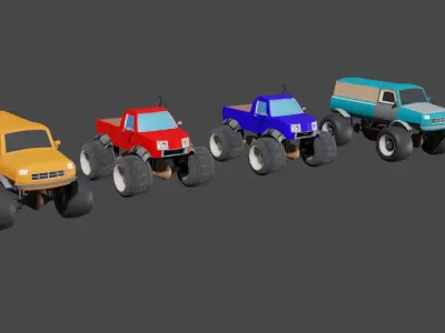 Stylish Monster Truck Pack Low-poly 3D model