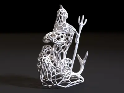 Mermaid Sculpture with Trident 3D print model