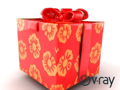 Luxurious Red Gift Box with Floral Motifs model pack Low-poly 3D model
