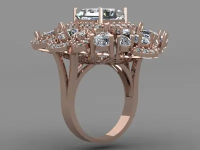 Rose Gold Women Diamond Ring 3D print model 3D print model 13