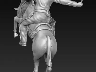 Cowboy 3D Model statue of riding horse 3D print model