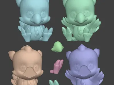 Chocobo Chibi 2 Models Final Fantasy 3D print model