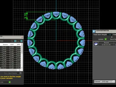 U Shaped Eternity Ring 3 point 7 mm stone size swiss 20 and EU60 3D print model