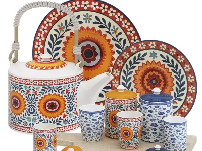 Decorative Tableware Set 02 Low-poly 3D model