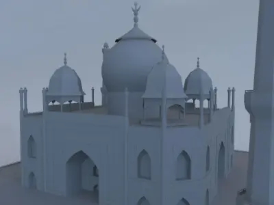 Taj Mahal with Mosque 3D model