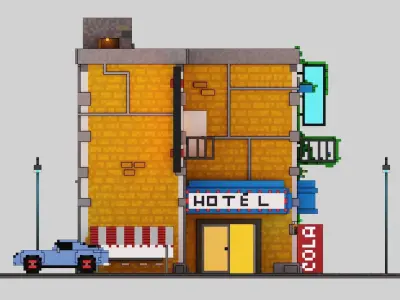 Voxel Building Low-poly 3D model