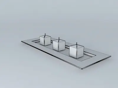 decor three candles on tray Free 3D model