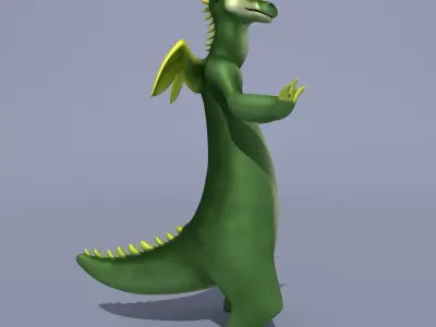 Dragon Cartoon Green and Nice 3D model