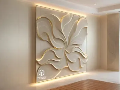 modern panel wall decor set wall relief mural CNC 97 3D model