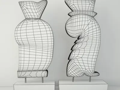 Carved Old Teak Deco 3D model