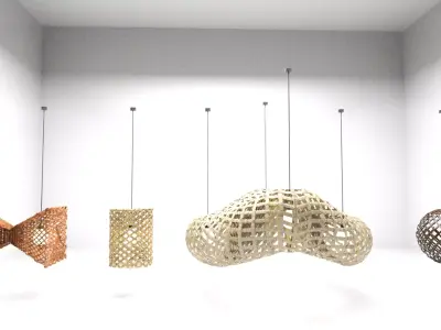 3D MODEL OF A DECORATIVE PARAMETRIC RATTAN  CEILING CHANDELIER Low-poly 3D model