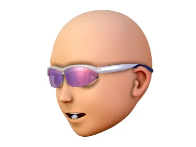 Sport Glasses for Young Man Boy Bald Head Icon 3D model