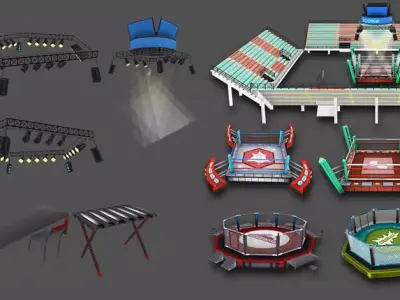 Cartoon Boxing Arena Low-poly 3D model