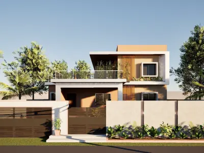 Contemporary Bungalow Villa Design Low-poly 3D model