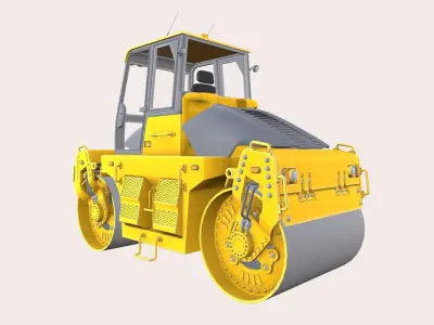 Road Roller Low-poly 3D model
